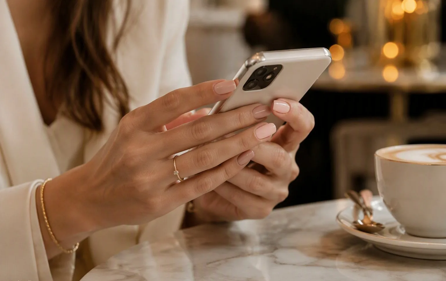 A member using the app safely at a cafe