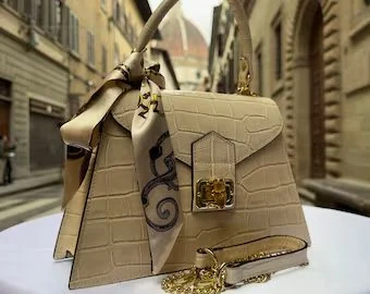 A handmade Italian leather tote bag
